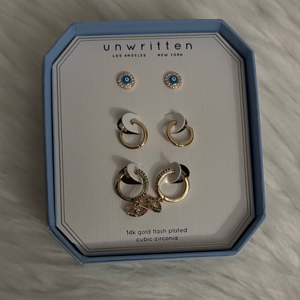 Unwritten Gold And Silver Earrings With Blue Accents